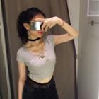 Slim-fit Cropped Short Sleeve T-shirt