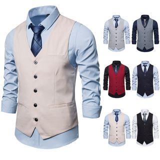 Plain Single-breasted Vest