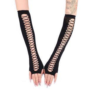 Cutout Mitt Gloves Black - One Size