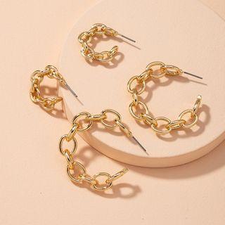 Chunky Chain Alloy Open Hoop Earring