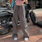 Mid-rise Plain Cargo Wide-leg Pants