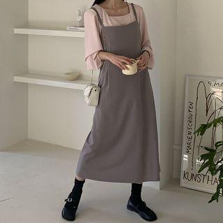 Plus Size Tie-waist Long Overall Dress