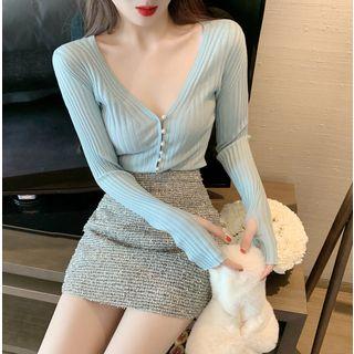 Rib-knit Sweater / Glitter Mini Skirt