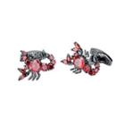 Fashion Creative Scorpion Cufflinks With Red Cubic Zirconia Silver - One Size