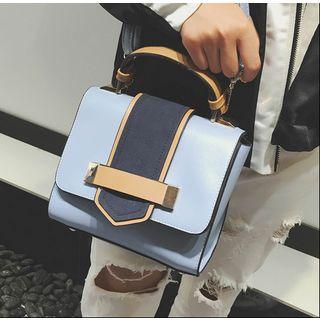 Colour Block Faux Leather Satchel