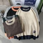 Applique Contrast Trim Long-sleeve Sweater