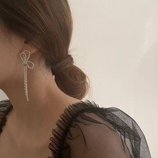 Bow Drop Earring 1 Pair - Silver Stud - Gold - One Size