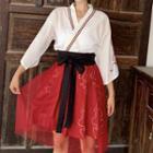 Long-sleeve Hanfu Top / A-line Skirt
