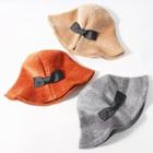 Bow-accent Chenille Yarn Bucket Hat