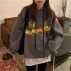Printed Hoodie Gray & Yellow - One Size
