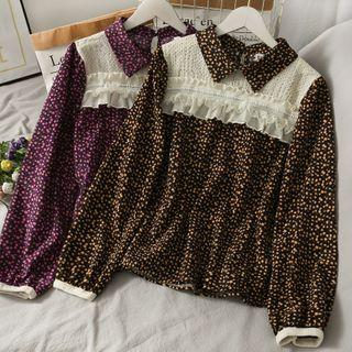 Lace-panel Loose-fit Floral Blouse