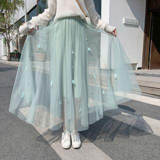 Feather Midi A-line Mesh Skirt