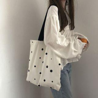 Dotted Tote Bag Black Dots - White - One Size