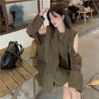 Long-sleeve Cold-shoulder T-shirt / Vest / Set