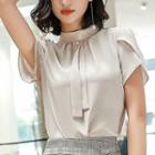 Short-sleeve Work Blouse / Plaid A-line Skirt