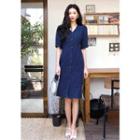 V-neck Pencil-fit Cotton Dress