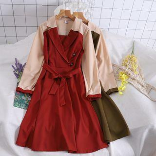 Color Block Long-sleeve Blazer Dress