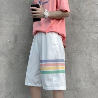 Rainbow Stripe Wide Leg Sweatshorts