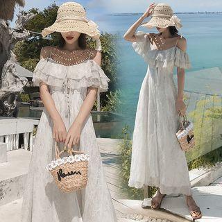 Spaghetti Strap Cold-shoulder Maxi Sundress
