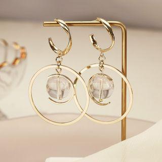 Faux Crystal Alloy Hoop Dangle Earring 1 Pair - 925 Silver Needle - Gold - One Size