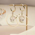 Faux Crystal Alloy Hoop Dangle Earring 1 Pair - 925 Silver Needle - Gold - One Size