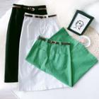 High-waist Side-slit Midi Skirt