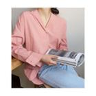 Notched-collar Open-placket Shirt