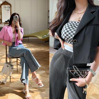 Notch-lapel Single-button Crop Blazer