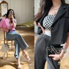Notch-lapel Single-button Crop Blazer