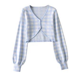 Gingham Crop Cardigan