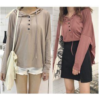 Buttoned Neck Hoodie