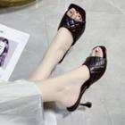 Quilted Flared Heel Slide Sandals