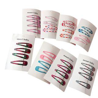 Set Of 4: Patterned Snap Hair Clip