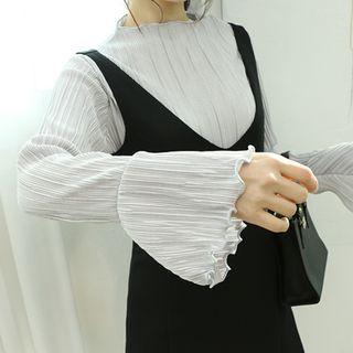 Pleated Mock-neck Top