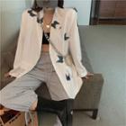 Butterfly Embroidered Single Breasted Blazer
