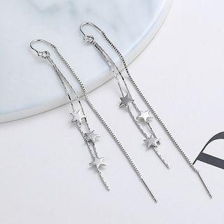 Star Fringed Drop Earring 1 Pair - Silver - One Size