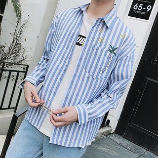 Tree Pattern Striped Shirt