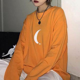 Long-sleeve Printed T-shirt Tangerine - One Size