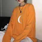 Long-sleeve Printed T-shirt Tangerine - One Size