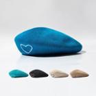 Heart Embroidered Knit Beret Hat