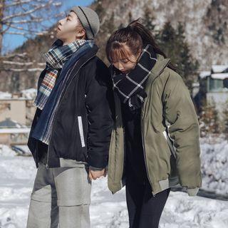 Couple Matching Contrast Trim Padded Jacket