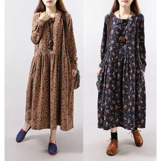 Floral Print Long Sleeve Maxi Dress