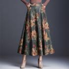 Floral-print Midi A-line Skirt