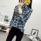 Faux Leather Panel Plaid Shirt