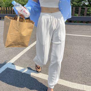Drawstring Pintuck Waffle Jogger Pants