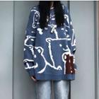 Bear Jacquard Sweater Blue - One Size