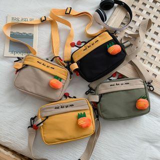 Carrot Brooch Nylon Crossbody Bag
