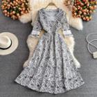 Elbow Sleeve Sailor Collar Lace Dress