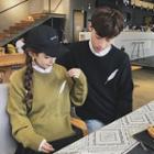 Couple Matching Feather Embroidery Sweater