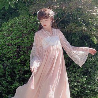 Traditional Chinese Long-sleeve Top / A-line Maxi Skirt